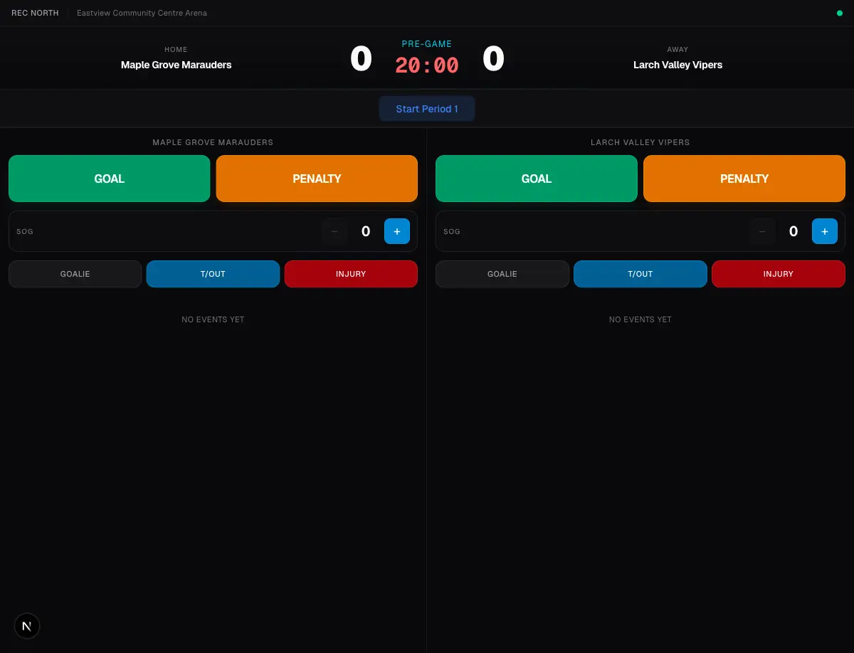 Scorekeeper live scoring interface